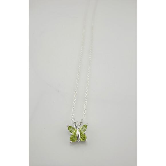Pretty Natural Green Peridot Butterfly Necklace - Picture 5 of 11